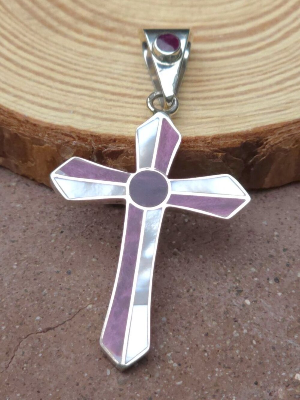 Peruvian Artistry ✦ Multi Gemstone Cross Pendant ✦ Sterling Silver 4.00ctw - Picture 3 of 12